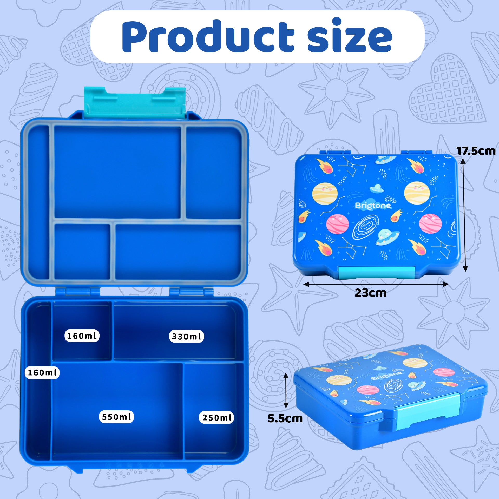 Cosmic Curiosity Bento Lunchbox ā Universe Blue ā 6 Compartments